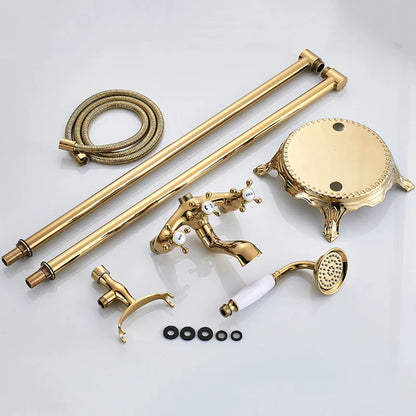 DecorBites™ Dual Handle Clawfoot Bathtub Shower Faucet, Golden Polished Free Standing Mixer