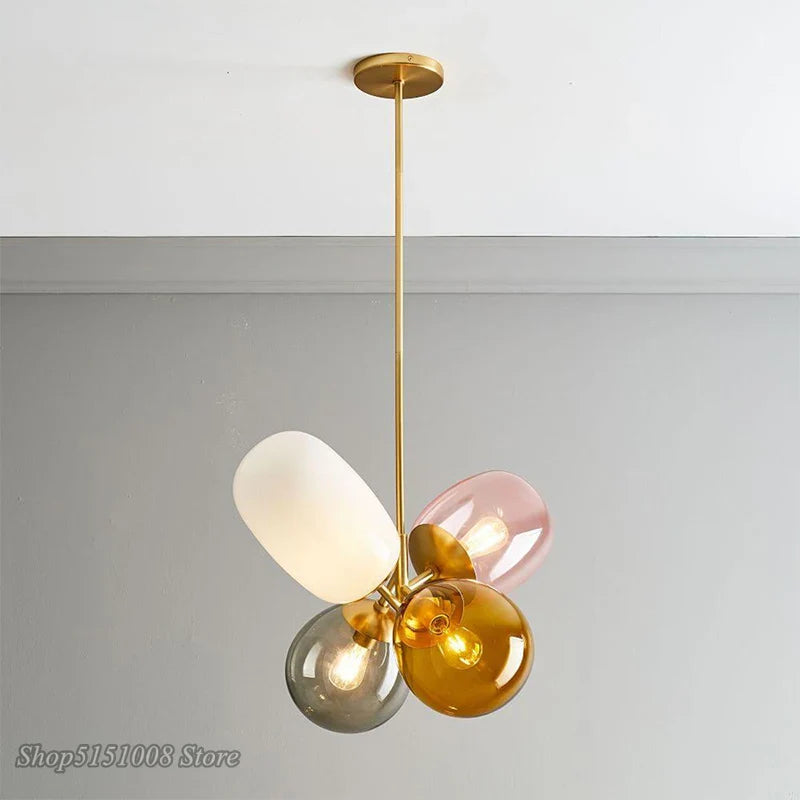 Nordic Balloon Glass Pendant Light in Pink, Gray, or White