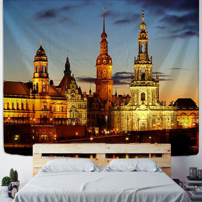 DecorBites™ City Night Scene Tapestry with European London Style Wall Hanging
