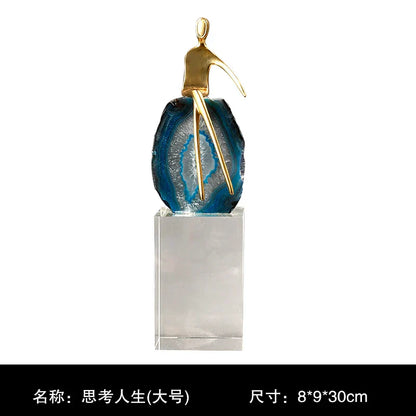 DecorBites™ Agate Crystal Golden Sculpture - Modern Home Decor Ornament