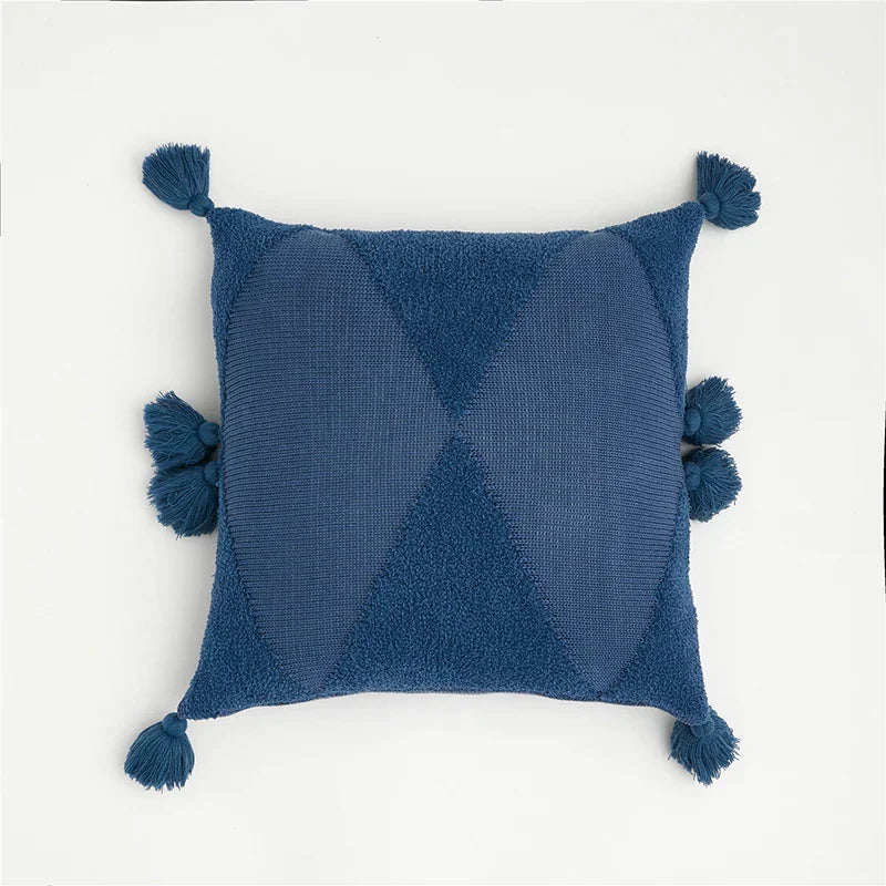 Tassel Knit Cushion Cover Mustard 45x45cm