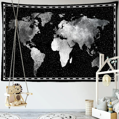 DecorBites™ Geometric World Map Tapestry Wall Hanging: 3D Print Decor Yoga Mat Sleeping Pad