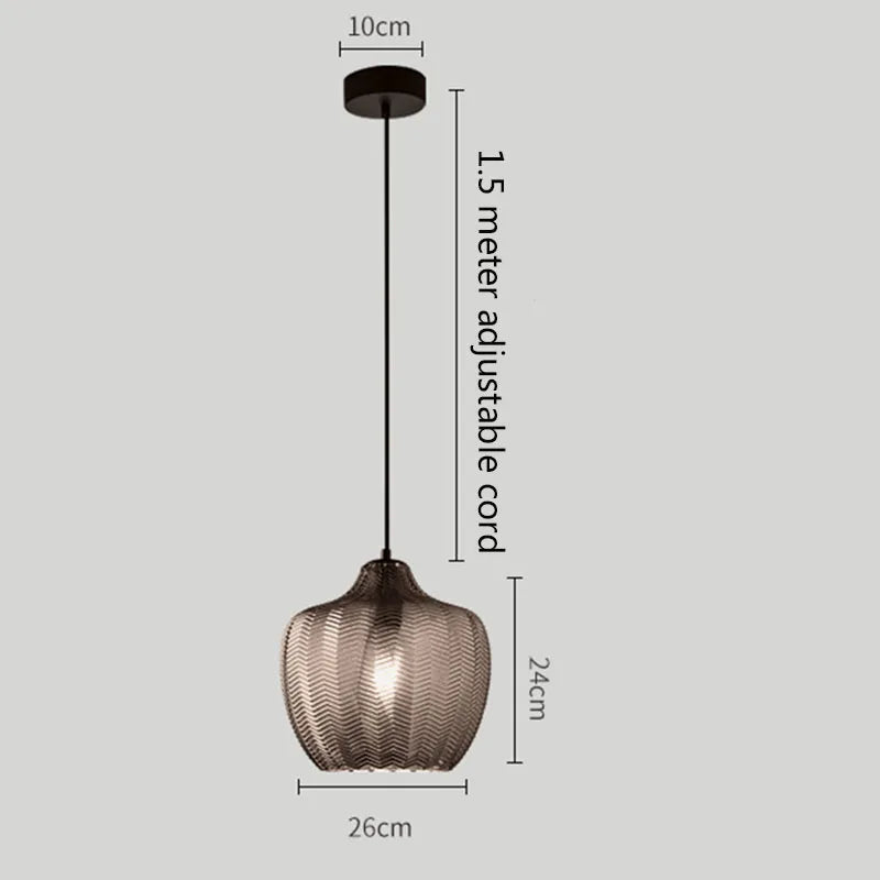 DecorBites™ Amber Gray Glass Chandelier LED Light Modern Nordic Bedroom Restaurant Bar Staircase Lamp