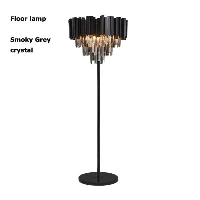 DecorBites™ Crystal Marble LED Floor Lamp - Art Deco Golden Black Stainless Steel
