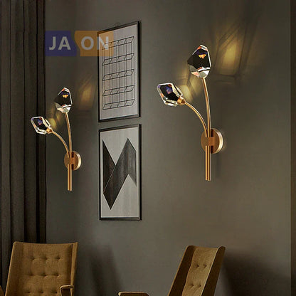 DecorBites™ Crystal Stone Designer LED Wall Sconce for Bedroom and Corridor