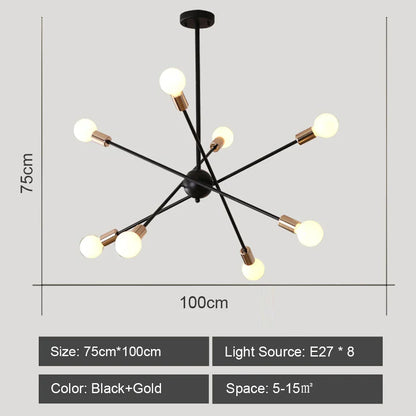 DecorBites™ LED Ceiling Chandelier: Modern & Industrial Sputnik Style for Living Room & Bedroom