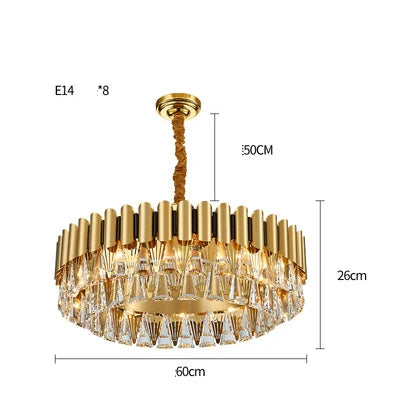 Gold Oval Crystal Chandelier 90cm For Dining Rooms