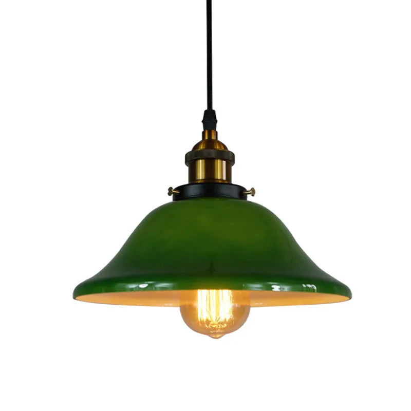 Green Glass Industrial Lamp