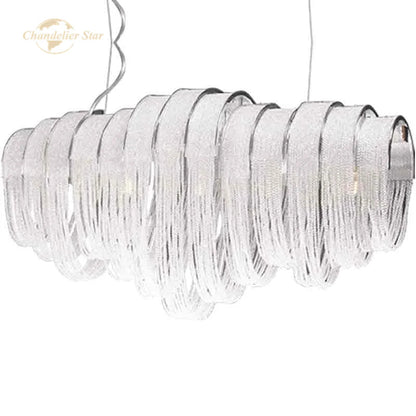 DecorBites™ Crystal Circle LED Tassel Chandelier: Modern Luxury Pendant Hanging Light Fixture for Bedroom and Living Room