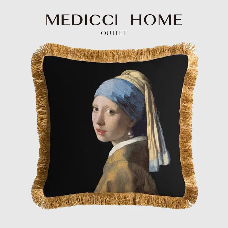 DecorBites™ Geometric Fringed Lumbar Pillow Case, Luxe Sofa Pillow Cover 30x50cm