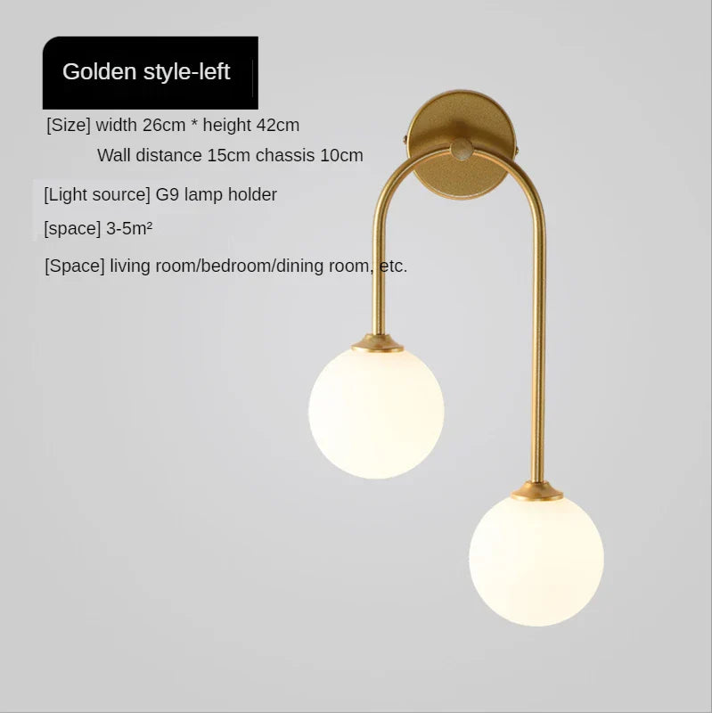 Gold Nordic Wall Sconce With Warm LED For Bedroom