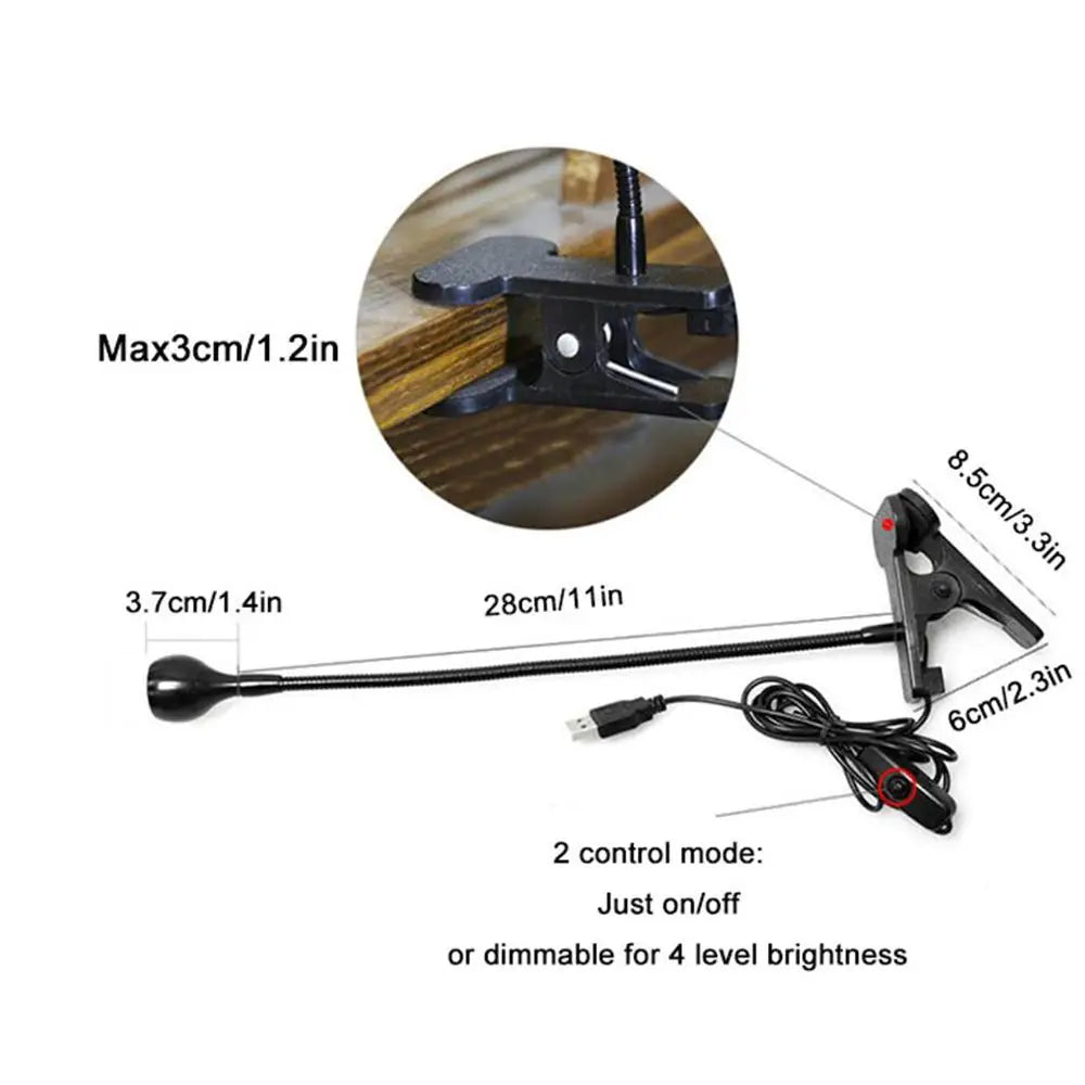 Black Silver Clip-On Lamp
