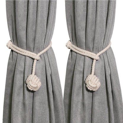 DecorBites™ Handwoven Cotton Curtain Tieback Ball Pendant Mini Tapestry Decoration