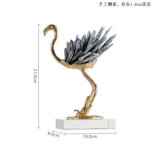 Copper Crystal Crane Decor
