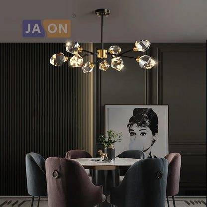 DecorBites™ Crystal Copper Black LED Chandelier for Dinning Room