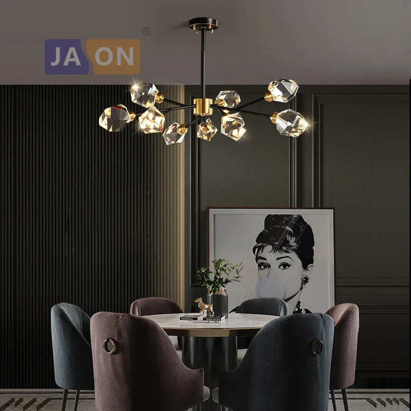 DecorBites™ Crystal Copper Black LED Chandelier for Dinning Room