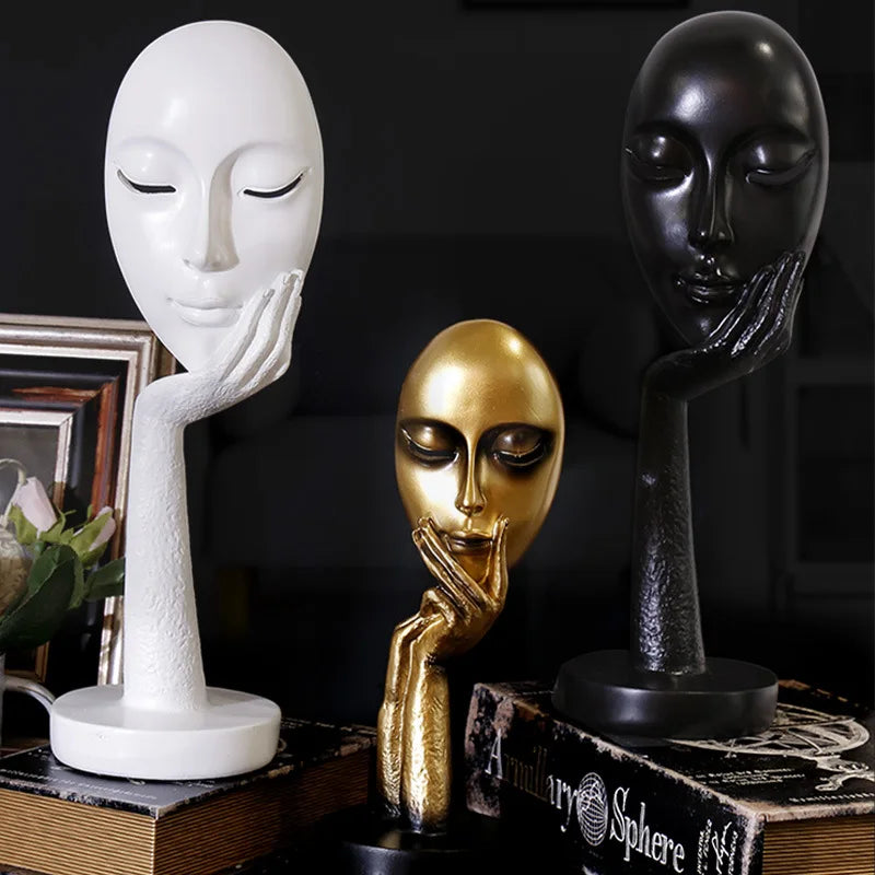 Resin Abstract Face Sculpture