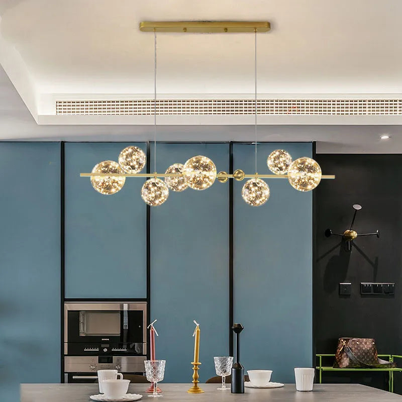 Gold Glass 12-Bubble Chandelier Chrome Finish