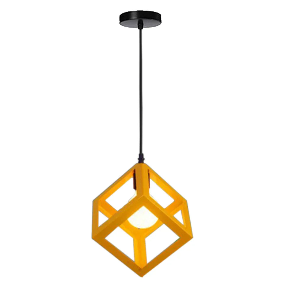 DecorBites™ Geometric Cube Pendant Lights Trio Metal Shades Square Ceiling Lamps