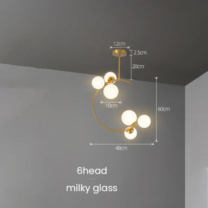 DecorBites™ Gold Glass Ball Chandelier for Living Room Kitchen Bedroom - 220V 110V