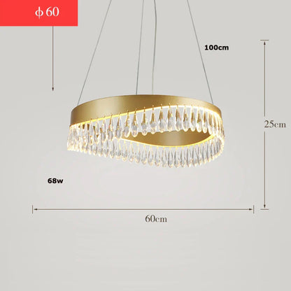 DecorBites™ Crystal Stainless Steel LED Chandelier for Foyer