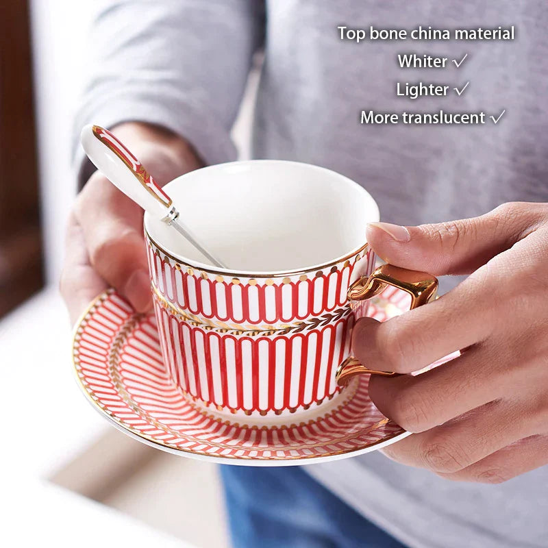 DecorBites™ Gold Porcelain Coffee & Tea Set - Luxury Bone China Porcelain Coffeeware