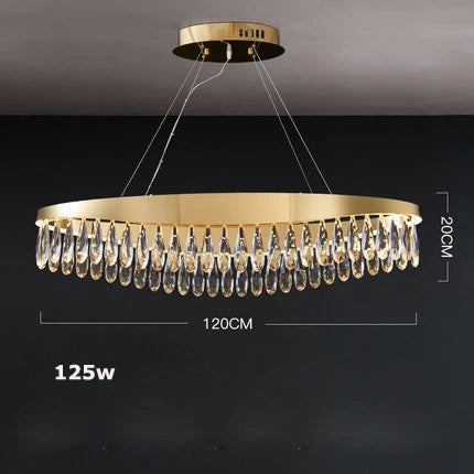 Gold Crystal Dining Chandelier Oval 120cm