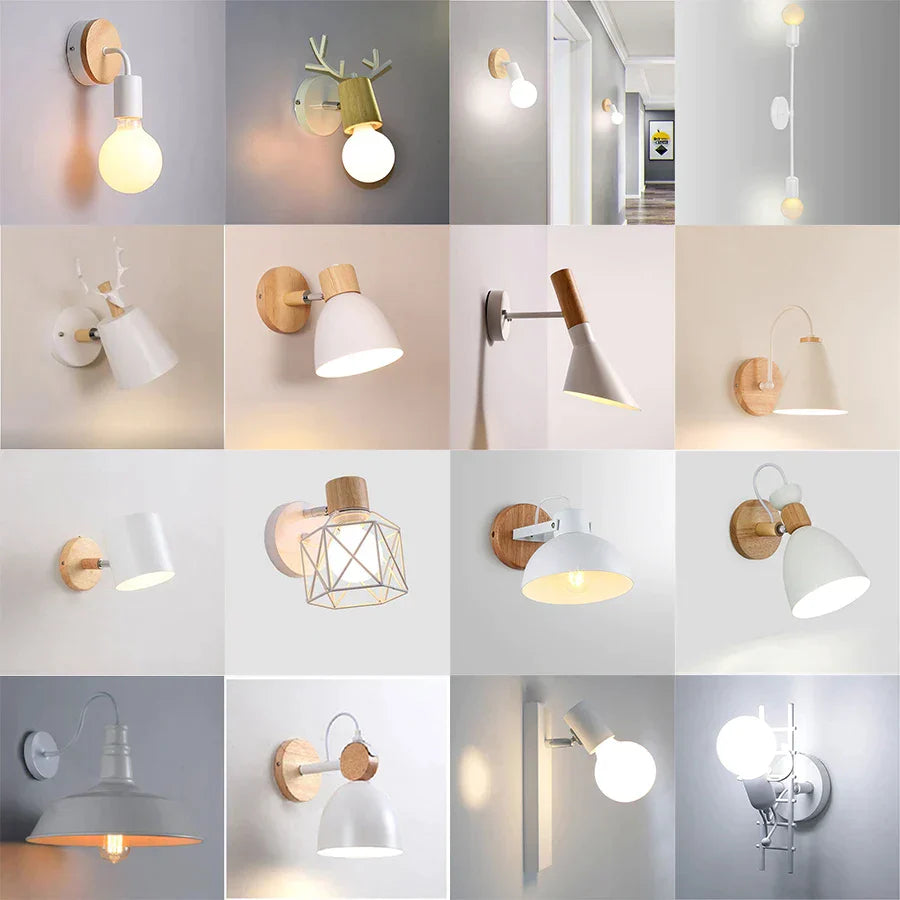 DecorBites™ LED Wood Wall Sconce Modern E27 Base Fixture for Aisle Lighting