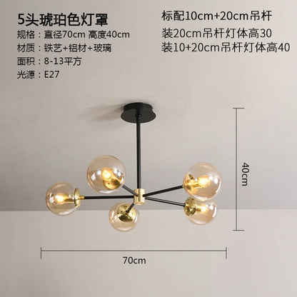 DecorBites™ Glass Ball LED Chandelier - Modern Indoor Lighting Fixtures for Living Room & Bedroom