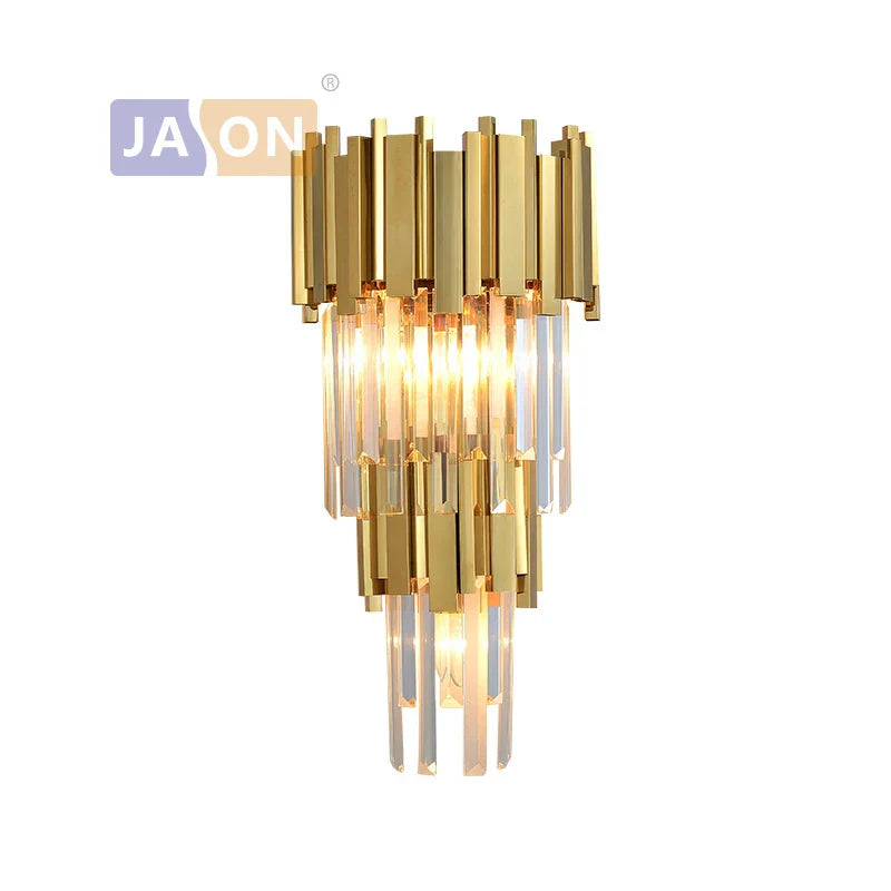 DecorBites™ Crystal Clear LED Wall Sconce Chrome Silver Gold Wall Light for Bedroom