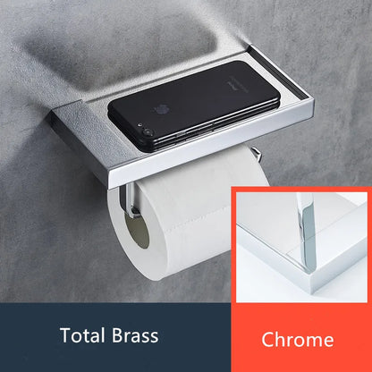 DecorBites™ Brass Toilet Paper Holder Gold Finish Tissue Box Rack for Bathroom