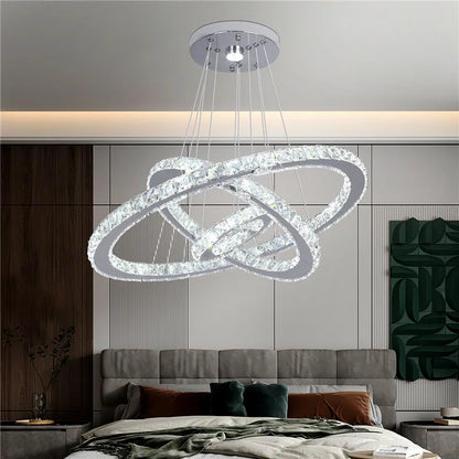 DecorBites™ Crystal LED Pendant Chandelier, Modern Nordic Ceiling Lamp for Living and Dining Room