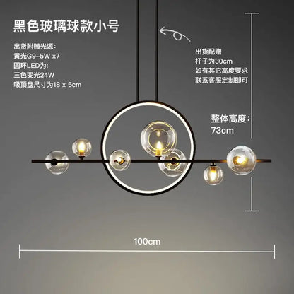 DecorBites™ Glass Ball LED Chandelier for Home Decor and Interior Lighting