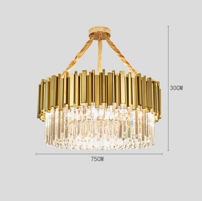 DecorBites™ Crystal LED Chandelier: Adjustable Metal Hanging Lamp for Living Room, Dining, Bedroom