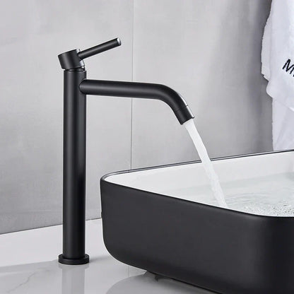DecorBites™ Black Deck Mounted Basin Mixer Tap | Hot Cold Water Faucet for Bathroom Basin