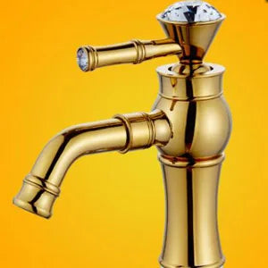 Gold Brass Basin Faucet Chrome Ceramic Finish