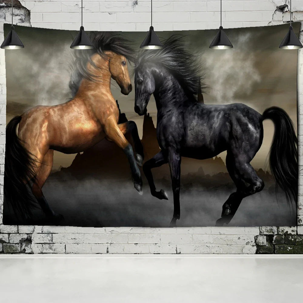 DecorBites™ Galloping Horse Tapestry Wall Hanging Psychedelic Bohemian Hippie Carpet Art