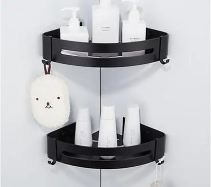 DecorBites™ Black Aluminum Bathroom Corner Shelf Wall Mounted Soap Dish Holder