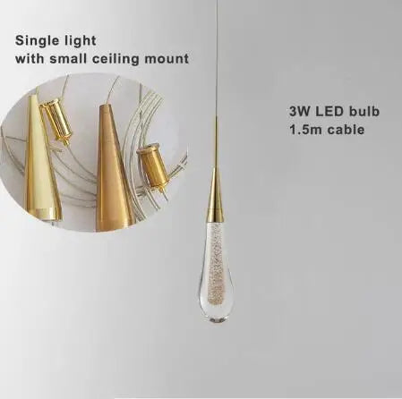 DecorBites™ Crystal LED Chandelier: Modern Loft Art Pendant Lighting for Restaurant, Bar, Staircase