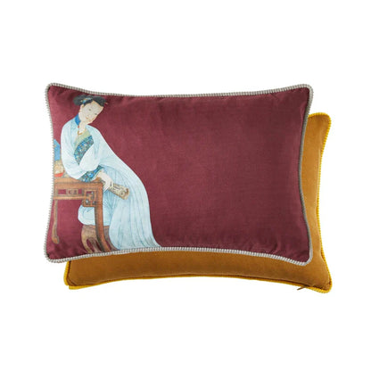 DecorBites™ Court Puppy Print Fur Fringed Bolster Pillowcase Decorative Throw Pillow Cover