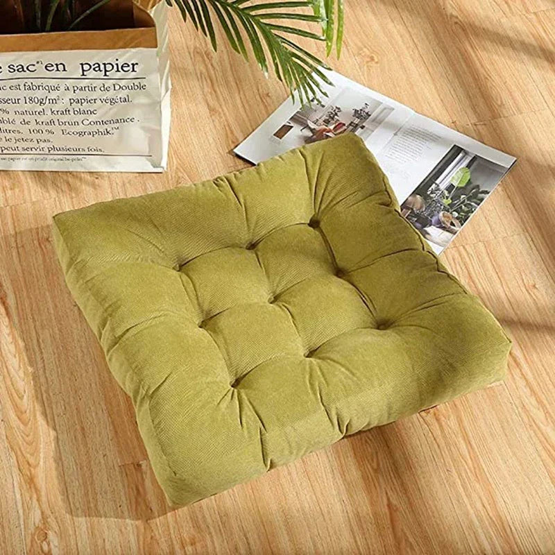 DecorBites™ Corduroy Floor Seat Cushion Pad for Adults – Large, Soft Square Pouf for Comfort