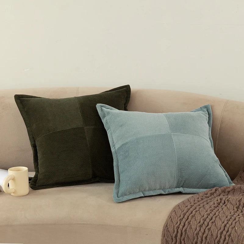 DecorBites™ Corduroy Pillow Cover 45x45cm Modern Soft Solid Cushion for Home Sofa Bed