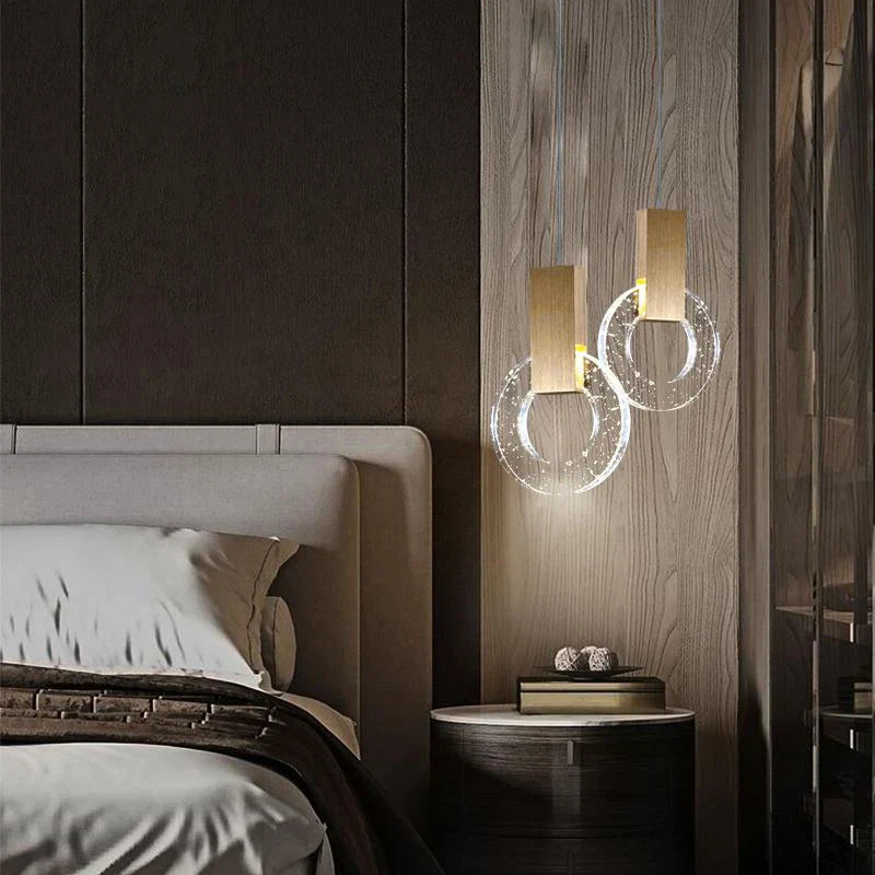 Gold Crystal Pendant Lights 2-Head Warm Glow