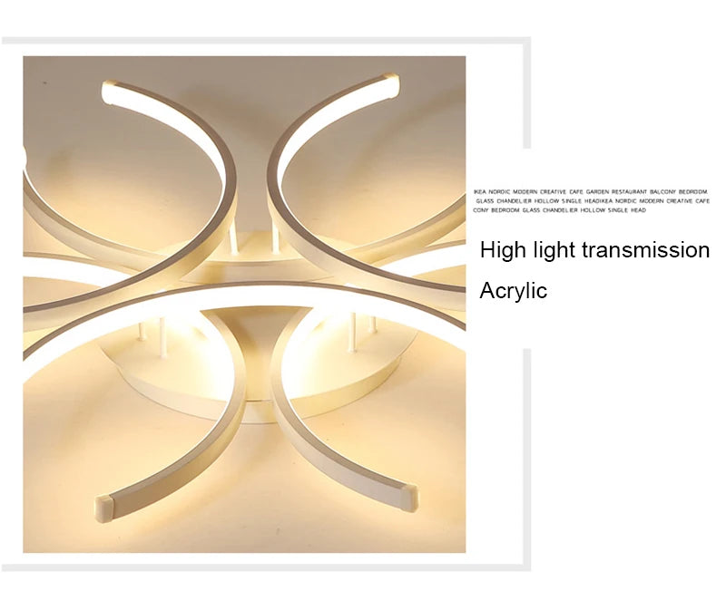 Led Chandelier Lights White Modern Ceiling Lamp Bedroom Circle Attic Living Dining Room Kitchen Interior Light Fixture
