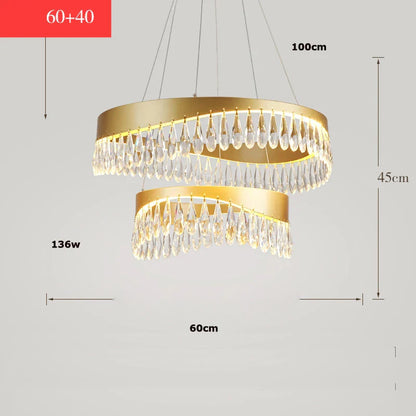 DecorBites™ Crystal Stainless Steel LED Chandelier for Foyer