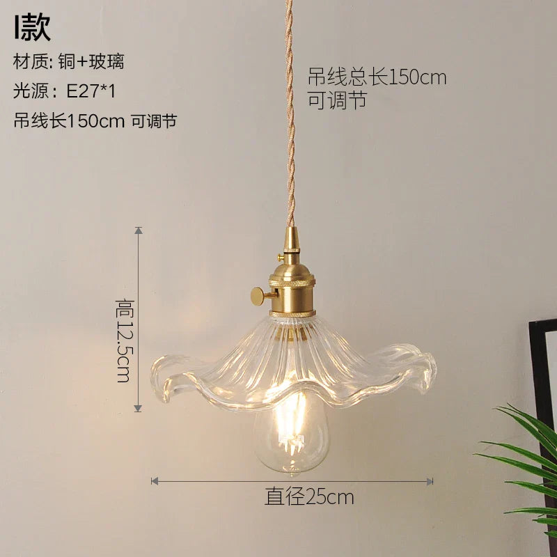 DecorBites™ Glass Copper Pendant Light: Modern Nordic Style Hanging Lamp for Kitchen, Dining, and Living Room