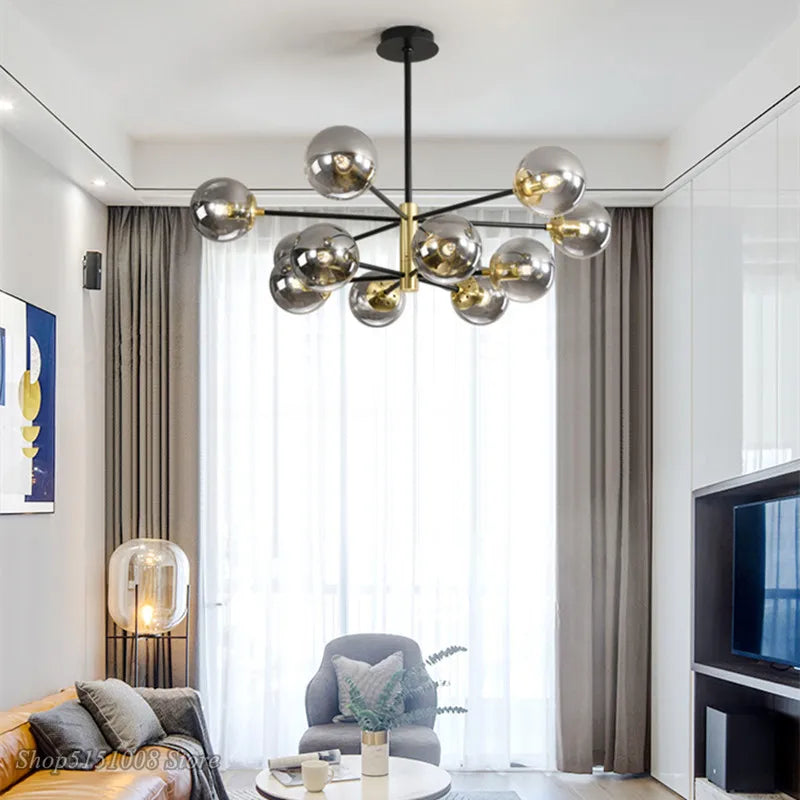 DecorBites™ Glass Ball LED Chandelier - Modern Indoor Lighting Fixtures for Living Room & Bedroom