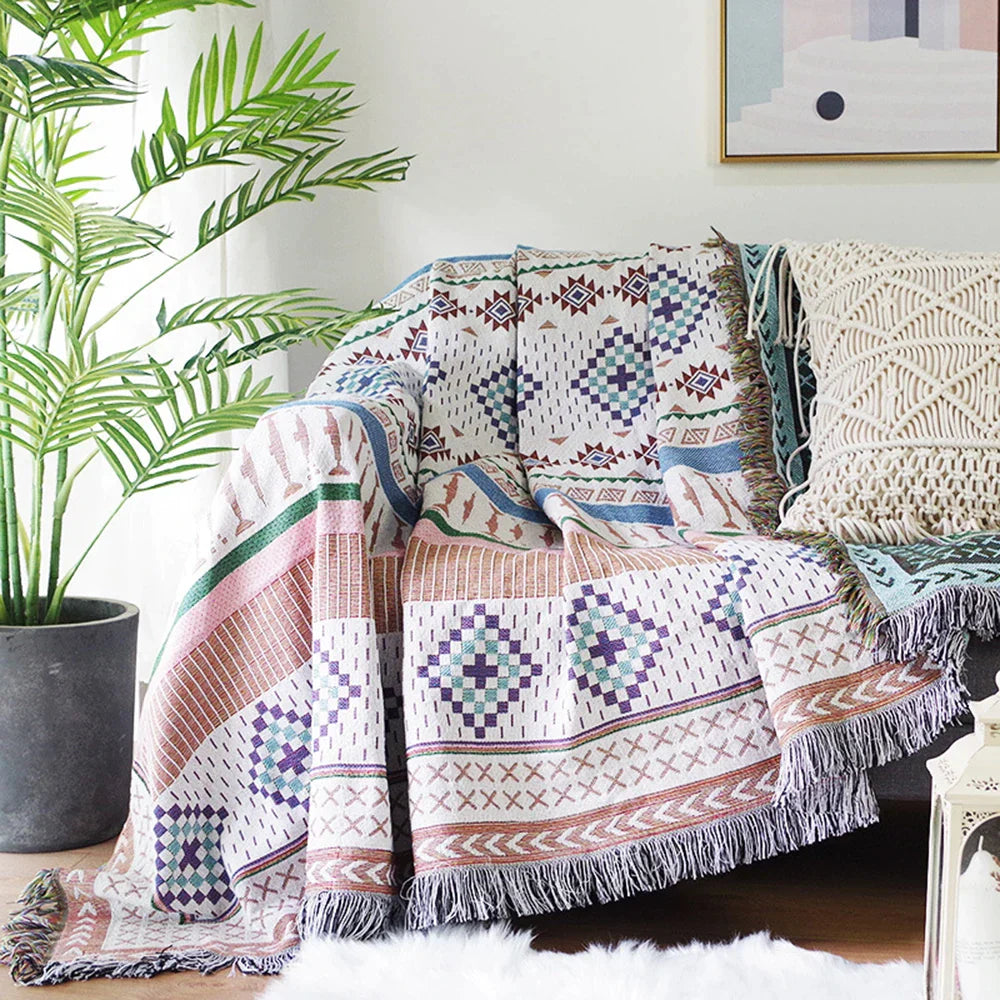 Nordic Plaid Knitted Blanket