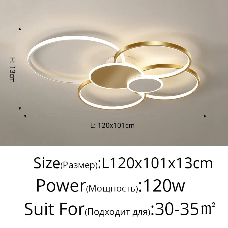 Gold Modern LED Chandelier 120cm 120W Dimmable