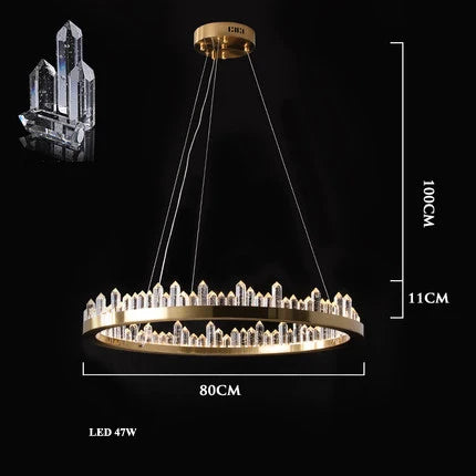 Gold Crystal Dining Chandelier Rectangle 100cm